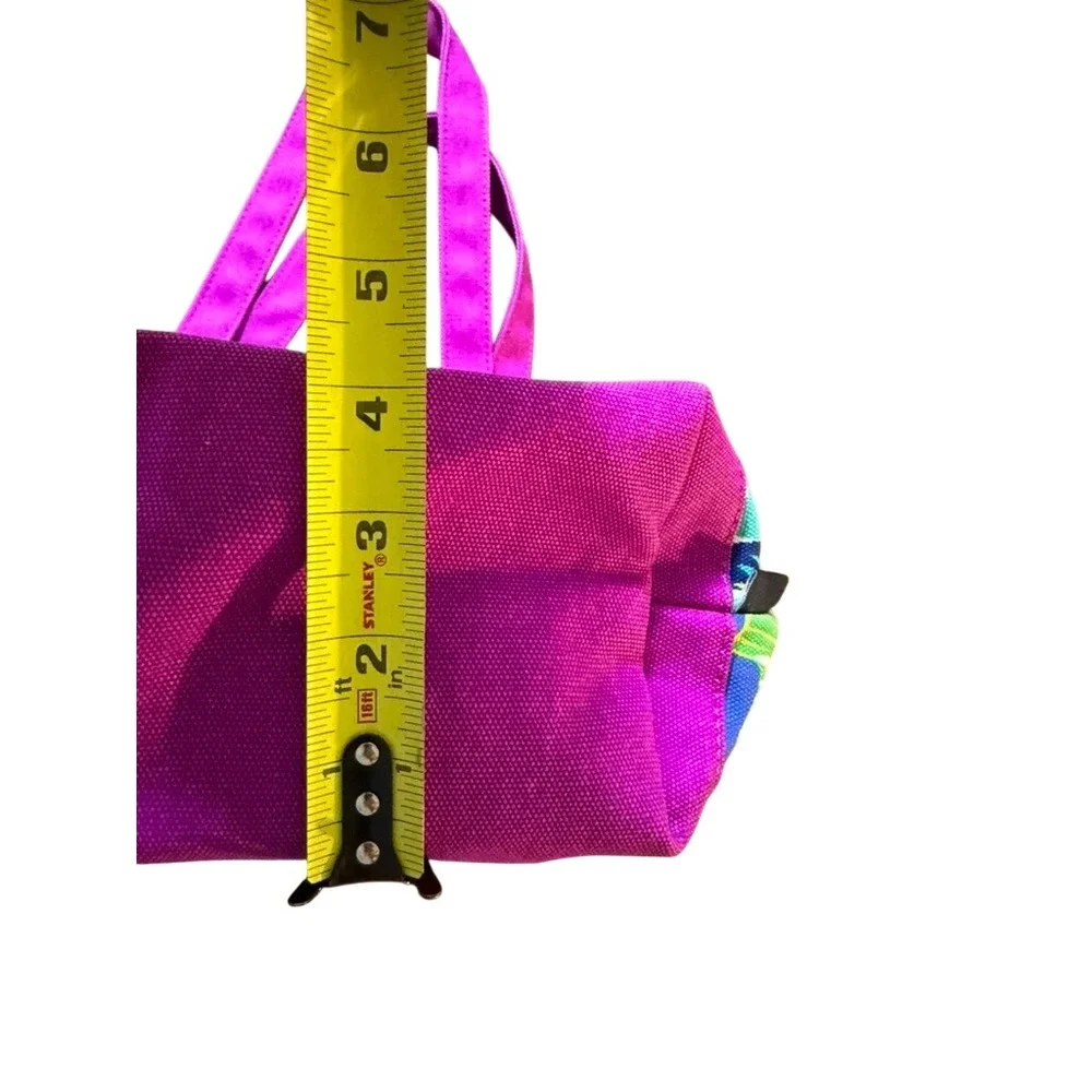 Lands End Kids Tropical Toucan Floral Canvas Zipper Tote Bag Purple 482576